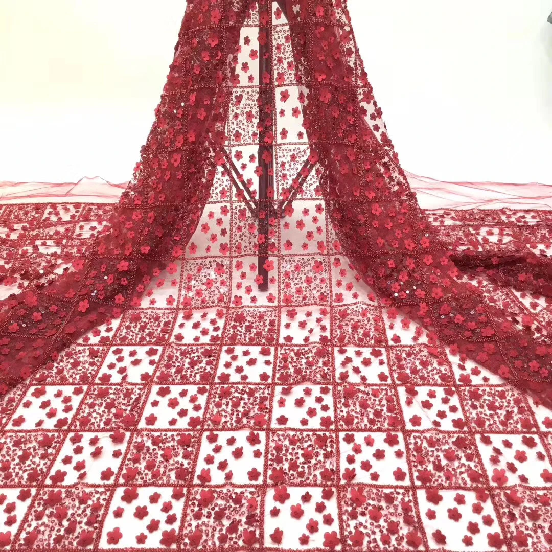 Африканска лейси плат Френски кабел лейси плат рокля 2022 високо качество на Нигерия 3D цвете лейси плат D3820 3