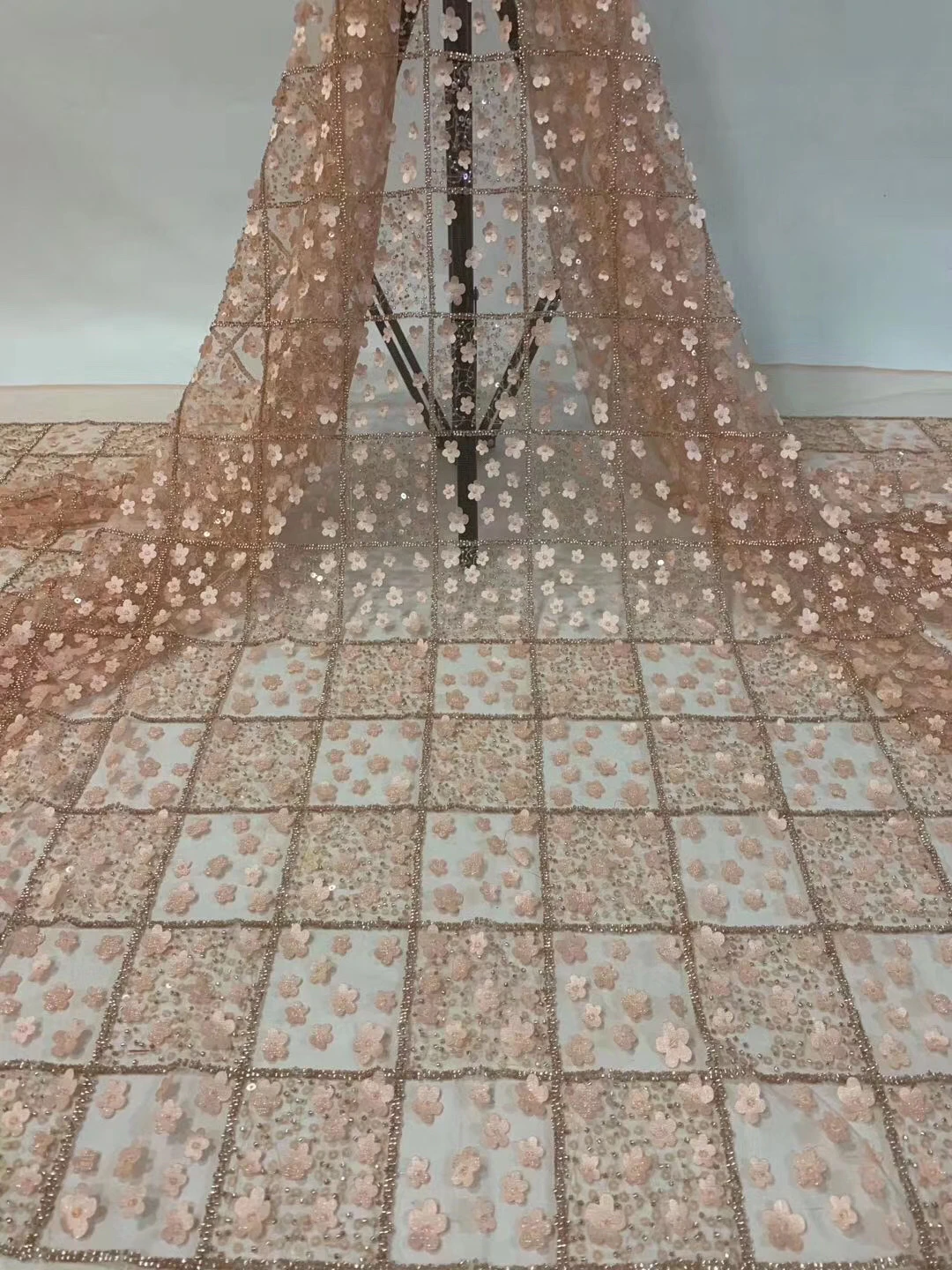 Африканска лейси плат Френски кабел лейси плат рокля 2022 високо качество на Нигерия 3D цвете лейси плат D3820 4
