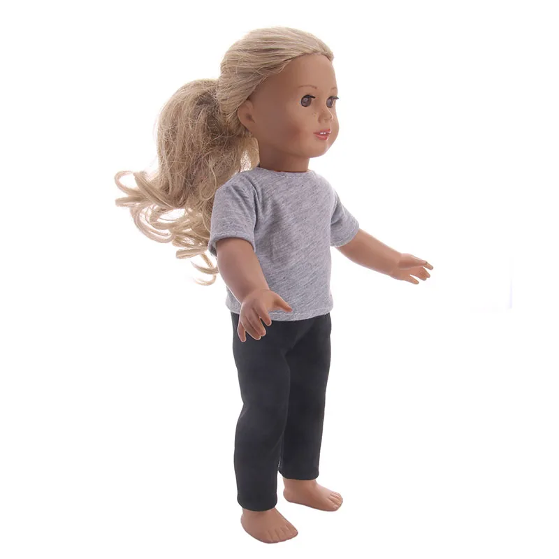Аксесоари за кукольной дрехи сива тениска + черни панталони подходящи за 18-инчовата кукольной Дрехи, най-добрият Подарък за Рожден Ден За Деца 4