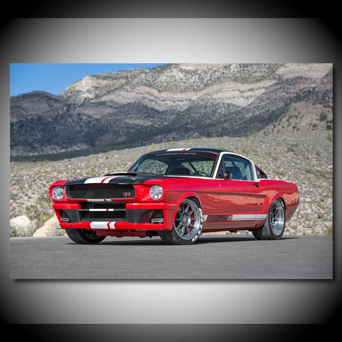 Класическия Ford Mustang Muscle Car Тунинг на Червен Автомобил Тапети Плакати и Щампи Стенно Изкуство Платно на Картина За вашия интериор Дневна 2