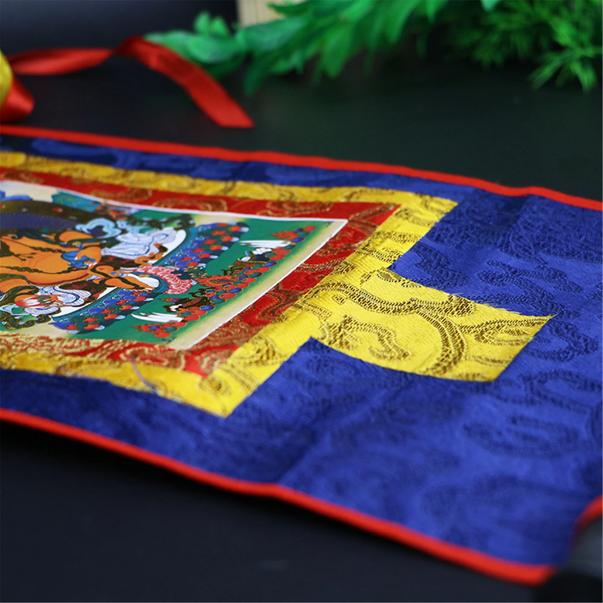 Гандханра Тибетския будизъм Портрет Тангки, Роден в Лотосе, Гуру Ринпоче, Тисненая Парчовая живопис, Тантра будистки подарък, Домашен декор 2