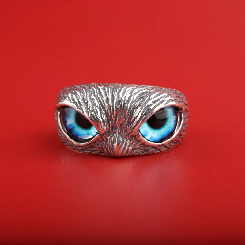 СКЪП пръстен от сребро ретро очите на дявола бухал тайское сребърен пръстен леки луксозни сребърни бижута отворен пръстен 0