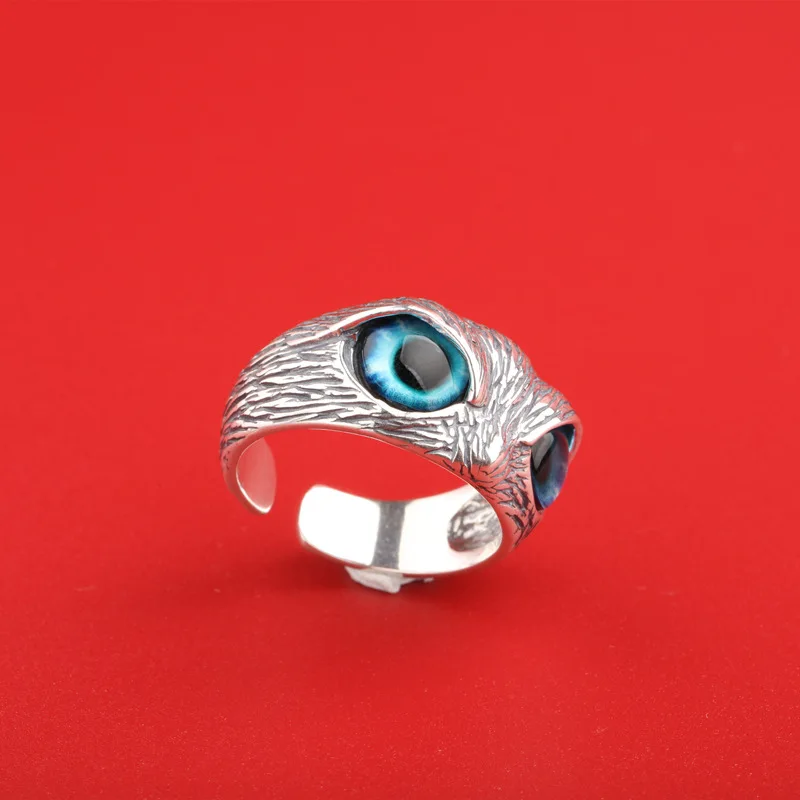 СКЪП пръстен от сребро ретро очите на дявола бухал тайское сребърен пръстен леки луксозни сребърни бижута отворен пръстен 1