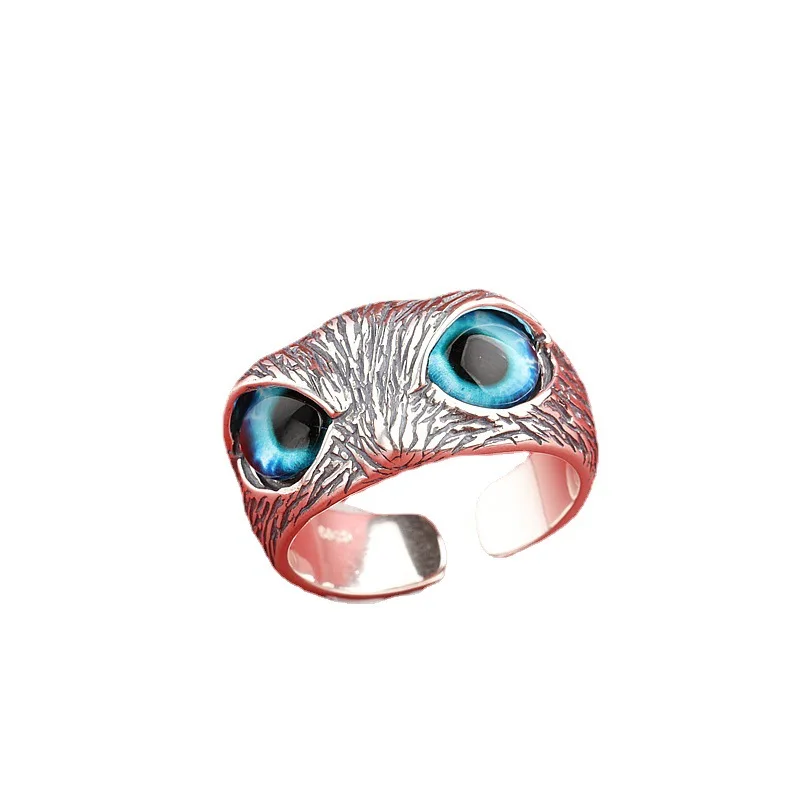 СКЪП пръстен от сребро ретро очите на дявола бухал тайское сребърен пръстен леки луксозни сребърни бижута отворен пръстен 3