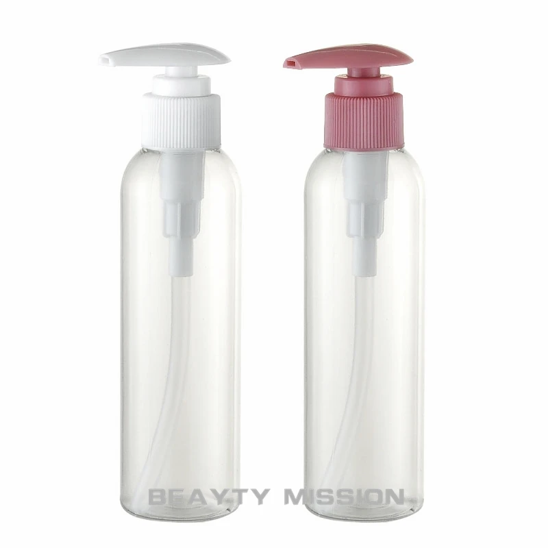 МИСИЯ за КРАСОТА 36 бр./лот 150 мл прозрачна празна пластмасова бутилка бял/розов лосион помпа дозиращият козметични контейнер за лосион 0