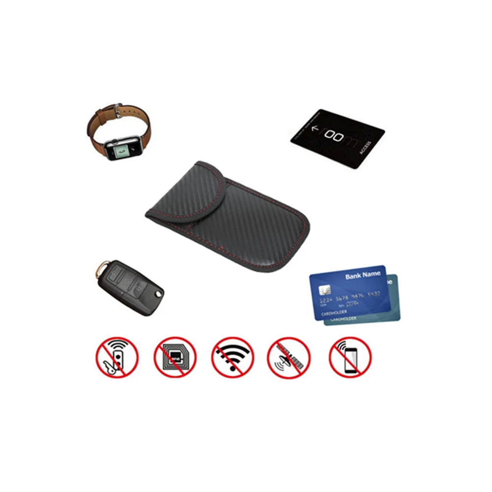 Защитна чанта за автомобилни ключове от въглеродни влакна, анти-кражба защита от сканиране, калъф за ключове 3