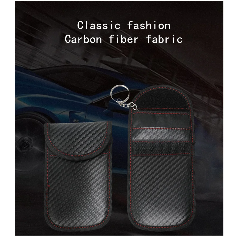 Защитна чанта за автомобилни ключове от въглеродни влакна, анти-кражба защита от сканиране, калъф за ключове 5