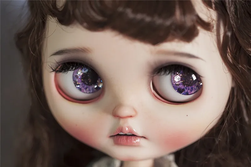 Blythe размер стъклено око парче истинска ръчно рисувани очи парче лилаво промяна на flash кукла аксесоари 0