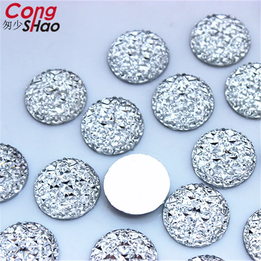 Cong-Малко 200 БР 14 мм Кръгла Прозрачна Облегалка от Смола С Кристали, Декоративни Камъни и кристали, Копчета за Костюми 