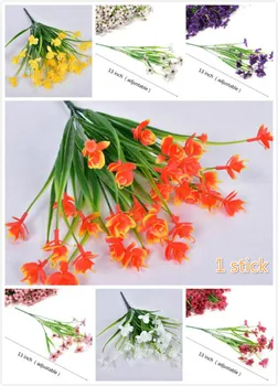 Изкуствени Цветя На Открито, Устойчиви на UV, Храсти и Растения за Окачване на Плантатор Домашно Сватбена Верандата Декор Прозорец