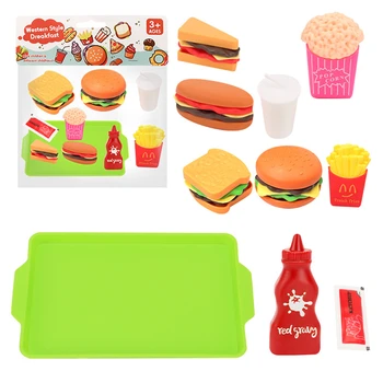 Детски Мини Кухня Храна Играчки Комплект За Моделиране Хамбургер Хляб, Пържени Картофи Набор От Игралната Къща Западна Храна Обучение Забавни Играчки За Момичета