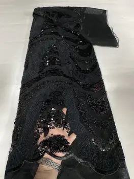Луксозни бежово от плат Рокли висша мода Италия Дантела дантела пайеток високо качество за занаяти шиене на дрехи