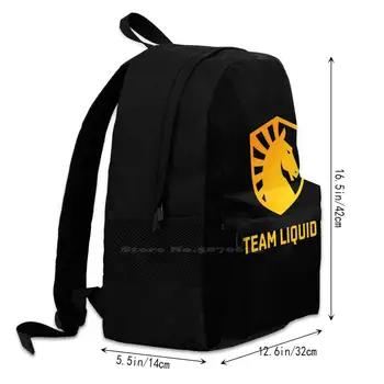 Team Liquid Gold Логото Black Edition Модерен Пътен Лаптоп Училище Раница, Чанта Liquid Csgo Игри Киберспортивный Логото На Team