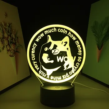 3D Led нощна светлина Dogecoin Биткойн Сензорен екран Сензор 7/16 Промяната на Цветовете Акрилна Настолна Нощна Лампа в Стаята на Декоративна нощна светлина