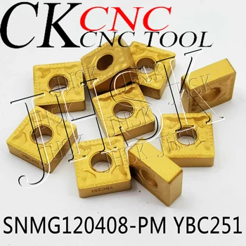 10ШТ SNMG120408-PM YBC251 SNMG120408-PM YBC252 Струг инструмент Метални инструменти за струговане Твердосплавная поставяне