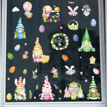 5 Комплекта Отлични Статични Декоративни Прозореца На Веригата Gnome Украса На Прозореца Великденски Стикери Великденски Декор Дограма На Веригата