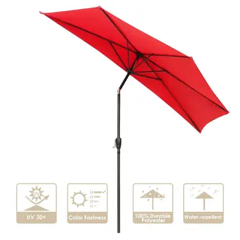 10-Крак Половинный чадър за двор Е във формата на вентилатор UV30 + и устойчивост на избледняване Червен Цвят
