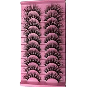 10 Чифта 3D L Curl Фалшиви Мигли Естествени Дълги Пухкави Тънки Мигли За Удължаване за Многократна употреба Фалшиви Мигли За Жени Грим на Очите