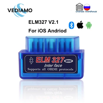 ELM327 V2.1 OBD2 Авто Диагностичен скенер Bluetooth 4.0 За Автоматично сканиране FasLink X за iPhone и Android ELM 327 OBD2 Безплатно обновяване