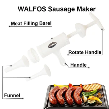 Walfos Храни Качествена Ръчна Колбасная Машина, Пълнител За Месо, Ръчна Машина За Приготвяне на Колбаси и Фуния