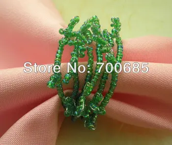 пръстен за салфетки стъкло зелено от мъниста