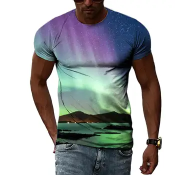 Aurora Графични Летните Модни Творчески Тениски За Мъже, Ежедневни тениски С 3D Принтом, Хип-Хоп, Harajuku, Индивидуалност, през Цялата Деколте, Къс Ръкав