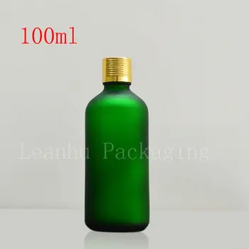 Зелени матови 100 мл бутилки с етерични масла на едро бутилка със златен капак, стъклена бутилка 100 куб. см, високо качество