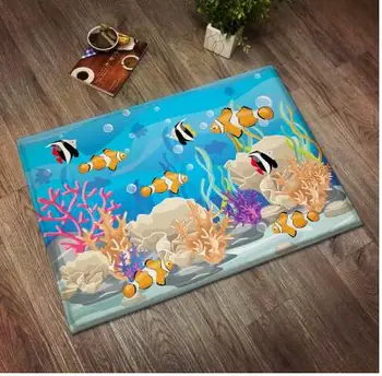 3D Печатни Делфин/риба притнед фланелевый килим мат нескользящий анти килим водопоглощающий подложка за домашен декор