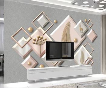 Европейски и американски прост геометричен златен лосове с перли красив фон стенни картини по поръчка самозалепващи 3D тапети