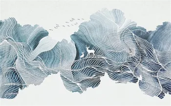 Milofi абстрактни мастилото линия пейзаж на лос гора новата китайска стенопис тапет фон монтиране на украса живопис