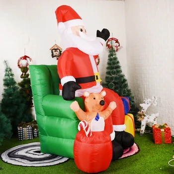 230 См Дядо Коледа Надуваеми Играчки Коледа Външно Украса за Дома и Градината с Led Лампи Коледна Празнична Украса за Парти