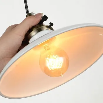 Диаметър 280 мм, черно-бял окачен лампа с медна основа, ретро лампа в стил Loft, E27/110/220v, окачени бар лампата на Едисон