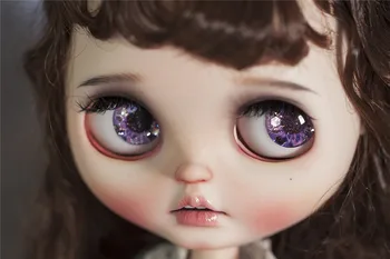 Blythe размер стъклено око парче истинска ръчно рисувани очи парче лилаво промяна на flash кукла аксесоари