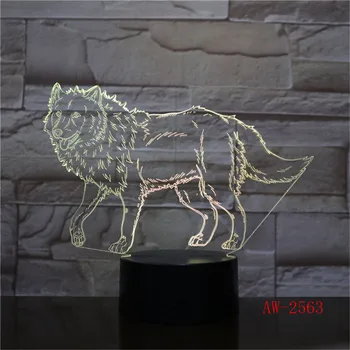 Домашни любимци Вой на Вълк 3D Лампа LED USB Настолен лека нощ Многоцветен Лава RGB Осветление Luminaria Коледен Преминете Сензорен Пулт AW-2563