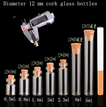 продажба на едро, 30 бр./лот, 2 мл (12*35*6 мм), Корк стъклени флакони, Стъклени бутилки, бутилка, стъклен буркан, стъклени флакони със запушалка