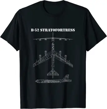 B-52 Stratofortress Самолет Схема на Самолет Бомбардировач B52 Мъжка Тениска С Къс Ръкав Ежедневни Памучен Лятна тениска с Кръгло деколте