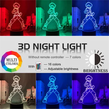 3D Лампа Izuku Midoriya Фигурка Детски лека нощ За Спалня Led Сензорен екран Сензор за Осветление на Стаите в Аниме Моят Герой Академия Подарък Led нощна светлина