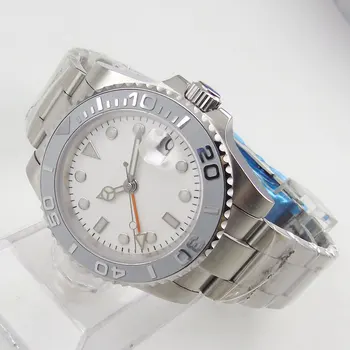 Сапфирен кристал 40 мм Автоматичен мъжки часовник Без Циферблат лого Автоматична Дата на Керамични Bezel Функция GMT Каишка от неръждаема Стомана